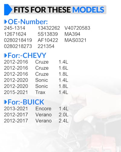 245-1314 Mass Airflow Sensor for:-Chevy 2012-2016 Cruze - size: 245-1314
