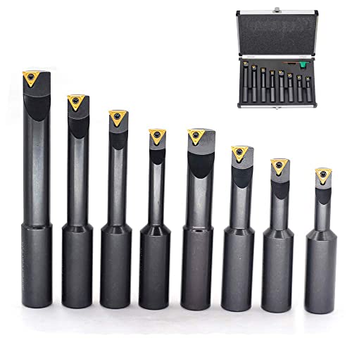 OSCARBIDE 3/4" Round Shank 8-Piece Boring Bar Set w/TCMT Inserts