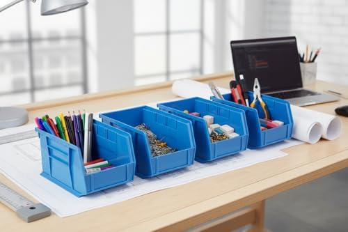 9.5" x 6" x 5" (6 Pack) Plastic Stackable Storage Bin, Hudson Blue - color: Hudson Blue, size: 6 Pack