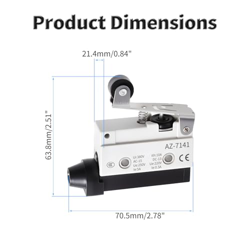 2 Pcs AZ-7141 Micro Limit Switch, 5A 250VAC Micro Switch, SPDT - color: AZ-7141