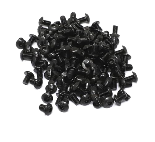 iexcell 100 Pcs M4 x 6mm Thread Pitch 0.7 mm Alloy Steel 12.9 Grade Hex Socket Button Head Cap Screws Bolts Kit, Black Oxide Finish - size: M4 x 6mm