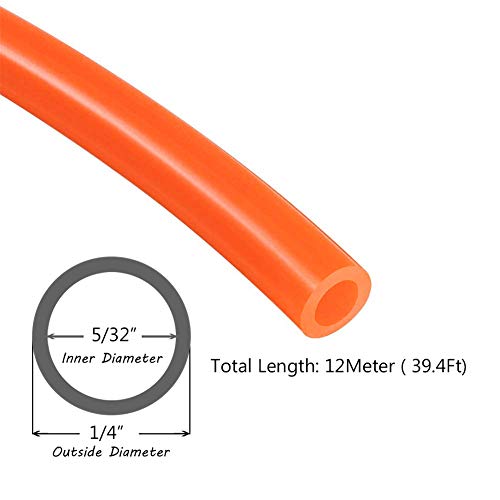 Beduan Pneumatic Tubing Pipe 1/4" OD Orange Air Compressor PU Line Hose Tube for Water Fluid Transfer 12Meter 39.4ft - color: Orange, size: 1/4" OD-39.4ft
