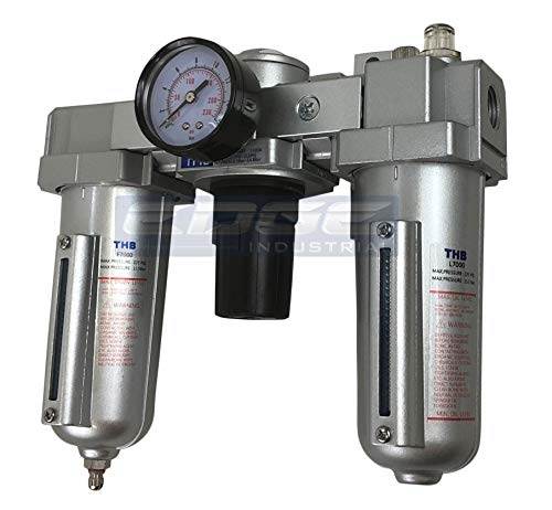 Heavy Duty Industrial Rated 3 Stage Combination Filter Regulator Lubricator AIR LINE PARTICULATE Filter Moisture Trap Lubricator Oiler Regulator Clean AIR Tools (3/4" NPT, 5oz Bowl) - style: 3/4" NPT, 5oz BOWL