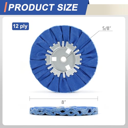 8" Blue Airway Buffing Wheel,5/8'' Arbor Hole,12 Plys/Coarse Polishing for Angle Grinder,2PCS - color: Coarse 2pcs, size: 12plys