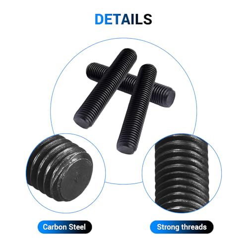 30pcs M8x80mm Fully Threaded Stud, Grade 8.8 Alloy Steel Black - size: M8*80