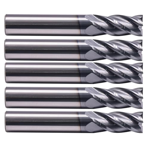 4 Flute Solid Carbide Square End Mill Set(5Pcs, 7/16"), AlTiN Coated - size: 7/16"