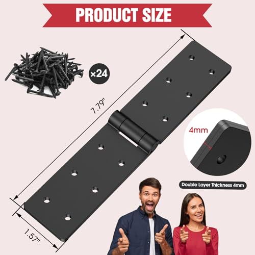 Heavy Duty Gate Hinges – 270° Fold-Flat, Rust-Proof Black Iron (2PC)