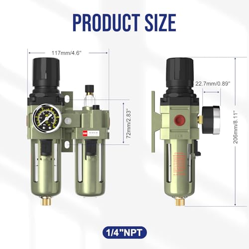 NPT 1/4" Air Compressor Water Separator Filter Pressure Regulator - color: Semi-auto Drain Kit, size: 1/4"NPT(AC3010-02)