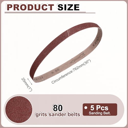 HARFINGTON 1 x 30 Inch Sanding Belts, 10 Pcs 80 Grits Aluminum Oxide - size: 1x30 inch(80 grit)