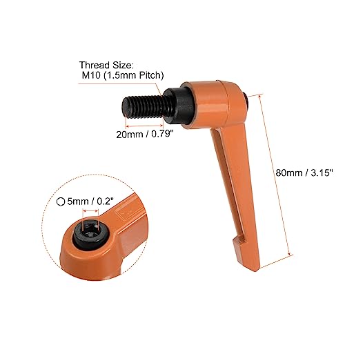 HARFINGTON 4pcs Adjustable Clamping Lever Handles M10 x 20mm Male Thread Bolt Knobs Rotating Screw Locking Quick Release Ratchet Push Button Handle, Orange - size: M10 x 20mm