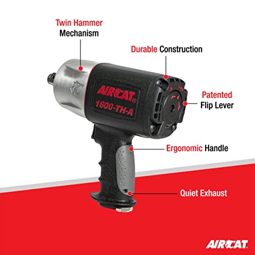 AIRCAT 1600-TH-A 3/4" Composite Impact Wrench, 1,400 ft-lb Max Torque - size: 3/4-Inch