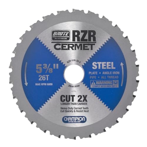 Champion Cutting Tool Corp 5-3/8" 26T (RZR-538-26-S) Circular Saw Blade -Cut Steel - size: 5-3/8" (Cut Steel)