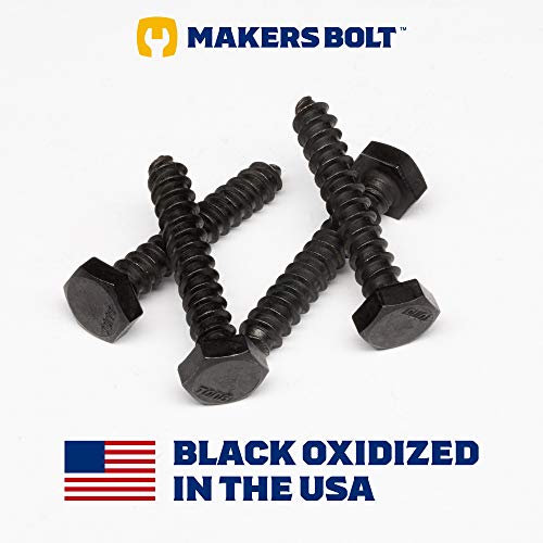 1/4" x 1-1/2" Stainless Steel Hex Lag Bolts (25 pcs) Black Oxidized in USA by Makers Bolt - size: 1/4 x 1-1/2 (25 pcs)