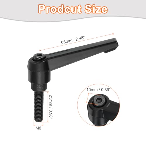 uxcell 1Pcs M8 x 25mm Adjustable Knobs Handle Male Thread Push Button Ratchet Quick Release Locking Rotating Bolt for Lathe Machinery, Black - size: M8 x 25mm