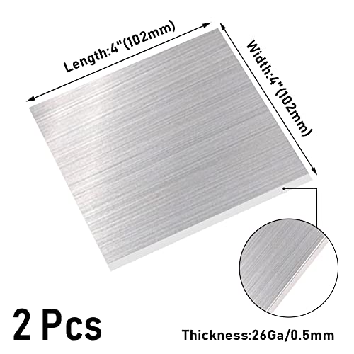 304 Stainless Steel Sheet, 26 Gauge 0.02" Thickness x 4" Width x 4" Length, 304 Stainless Steel Metal Strip Plate (Brushed Finish) for Industry, Machinery, DIY Engineer, Home Decoration, 2 Pcs - size: 4"W × 4"L, style: 26Ga Thickness