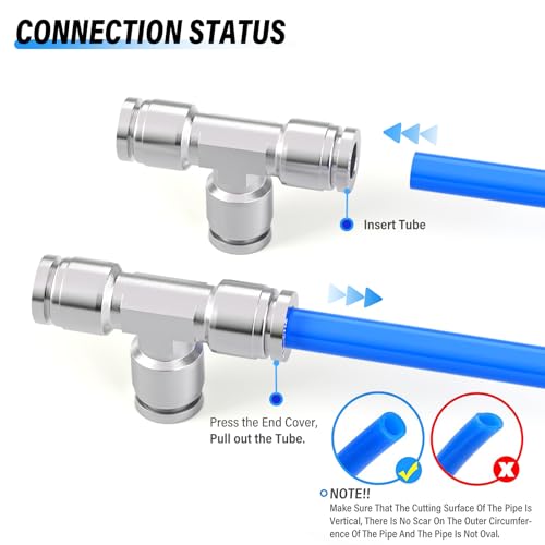 TAILONZ 3/8" OD Tee 304 Stainless Steel Push to Connect Fittings 1Pcs - size: 3/8" OD