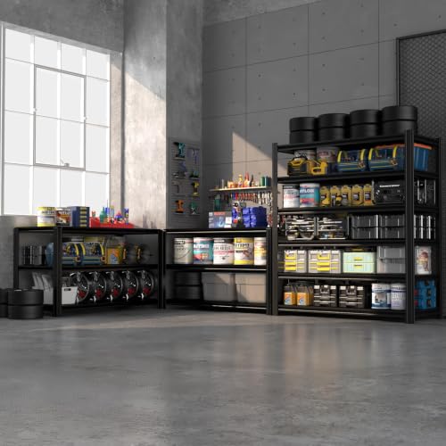 6-Tier Heavy Duty Garage Shelving, 6,000 lbs Capacity Adjustable Metal Storage Shelving Unit for Garage, Basement, Warehouse & Workshop, 55" W x 24" D x 84" H - size: 6T 55" W x 24" D x 84" H