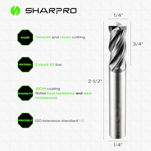 1/4 Inch Shank Carbide Square End Mill, 4 Flute CNC End Mills, Heat-Resistant Metal Endmill Suitable Alloy Steel, Stainless Steel, Various Cast Iron(5PCS) - size: 1/4 in(4 Flute)