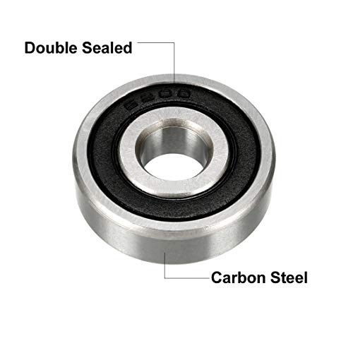 uxcell 6200-2RS Deep Groove Ball Bearing 10mm x 30mm x 9mm Double Sealed Carbon Steel Bearings 8pcs - size: 10mmx30mmx9mm