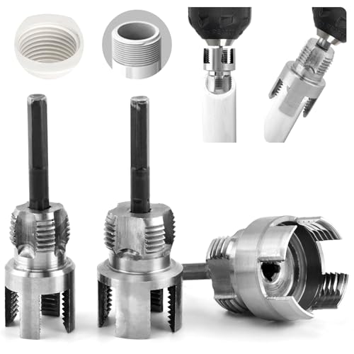 3Pcs PVC Pipe Threading Kit, 1/2, 3/4&1 Inch NPT Dual End PVC Cutting Set