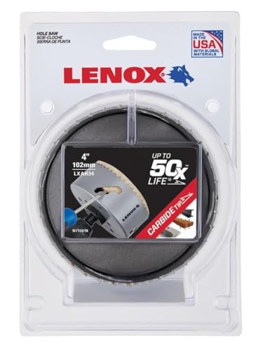 LENOX Tools Carbide Hole Saw, 4 -Inch (102 mm) (LXAH34) - style: 4-Inch (102 mm)