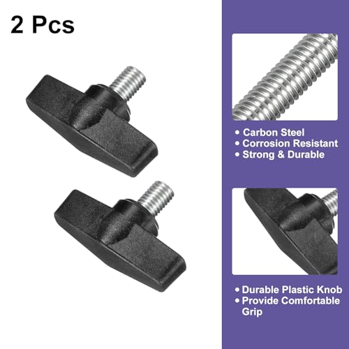 uxcell 2Pcs Clamping Screw Knob, M10 x 16mm Metric Carbon Steel t Shaped Thumb Screws Handle for Quick Remove Hand Tightening Knob Replacement - size: M10 x 16mm