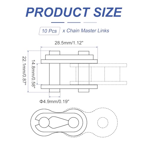 uxcell 10 Pcs #50 Chain Master Connect Links 20.7mm Pitch, Carbon Steel Roller Chain Connector Links, Master Link Replacement for Bike Bicycle Go Kart - size: #50