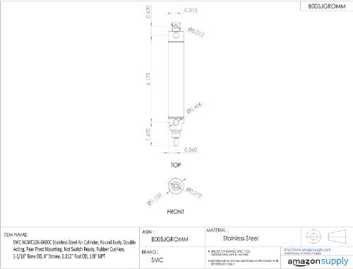 SMC NCMC150-0300C 1-1/2 INCH BORE, 3 INCH Stroke, AIR Cylinder, Rear Pivot Mount, Series NCM, Standard Double Acting, with Bumper
