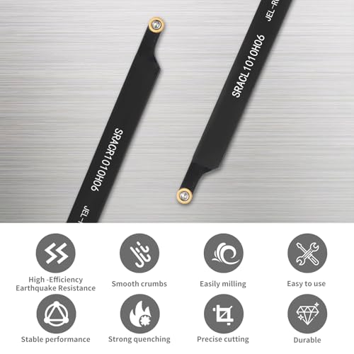 3/8" 10mm Indexable Lathe Turning Tool 12Pcs Kit for Turning - color: 2pcs 3/8" 10mm Sracl/R Shank +10pcs Inserts