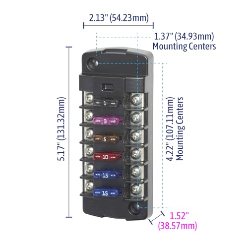 Blue Sea Systems ST Blade Fuse Block, 6 Independent Circuits, 40 Amps, 5037 - color: Without cover, style: 6 Circuit Independent