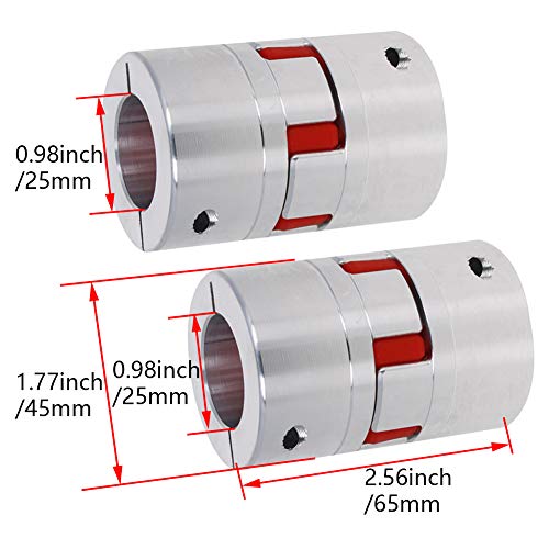 Fielect Shaft Coupling 25mm to 25mm Bore L65xD45 Flexible Coupler Joint for Servo Stepped Motor - size: 25mm to 25mm Bore L65x45D