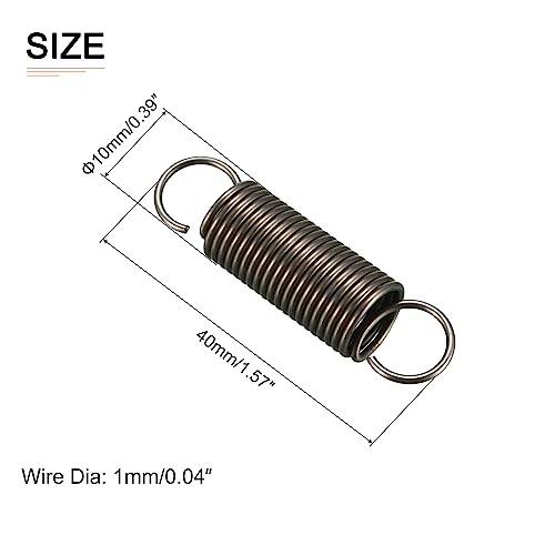 DTGN 1x10x40mm(WxODxL) Extension Spring - 5Pack - Good for Home Repair Machinery - Spring Steel Extended Compressed Spring - Dark Grey - size: 1x10x40mm