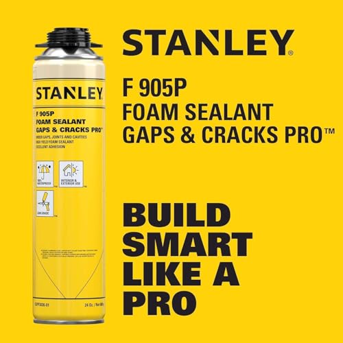 Stanley F905P Gaps & Cracks Pro Foam Sealant (12x24 Oz.) – High Yield Expanding Polyurethane Spray Foam Insulation for Wide Cracks & Cavities, Waterproof | Gun&Cleaner Included | 24 Oz. 12 Pack - color: Gaps & Cracks Pro Set, size: 12 Pack