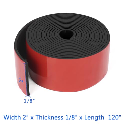 HooTown Adhesive Solid Rubber Strips, Self Neoprene Rubber Sheets Rolls Red - color: 1/8" Thick Adhesive, size: 2” W x 120" L