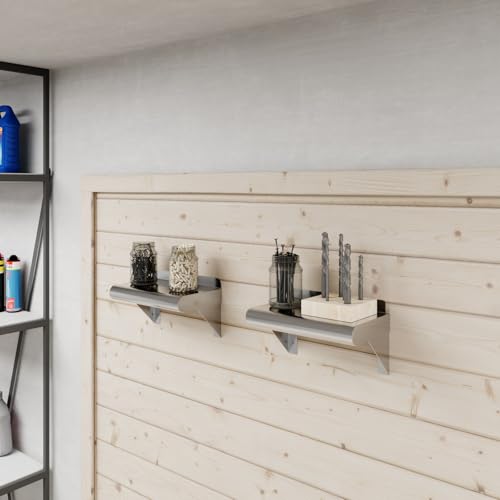 AmGood Narrow 6 in. Deep x 10 in. Wide Stainless Steel Wall Mount Shelf with Backsplash - Bathroom, Restroom & Spice Storage | NSF 18-Gauge 430, Holds 120 lbs | Bullnose Edge, Brackets Included - size: 6 in. x 10 in.