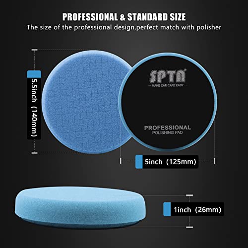 Blue T60 Moderate-Cut Foam Polishing Pads, SPTA 1Pc 5.5 Inch Face for 5 Inch 125mm Backing Plate Compound Buffing Sponge Pads for Car Buffer Polisher Compounding, Polishing and Waxing -FPTSS5B - color: 1Pc Blue T60 Moderate-Cut Pad, size: 5.5inch