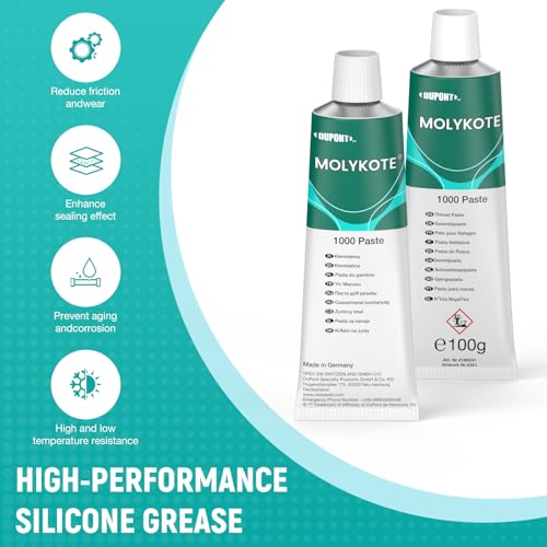 Molykote 1000 Paste 100G, Solid Lubricant Paste for Bolted Metal Joints Anti Seize Thread Connection Fastener Resistant to high temperatures and pressures Chemical Resistance no Lead Nickel Free
