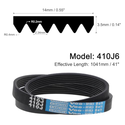 uxcell 410J6 PJ V-Ribbed Belt 6 Ribs 41" Length x 0.55" Width, EPDM Poly V Belt - size: 410J6