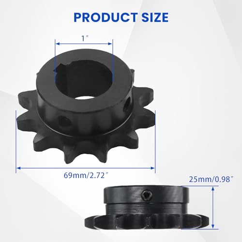#50 Roller Chain Sprocket Type B 1 inch Bore 12 Tooth 50BS10 - size: 1 in Bore 12 T, style: 1 in Bore 12 T
