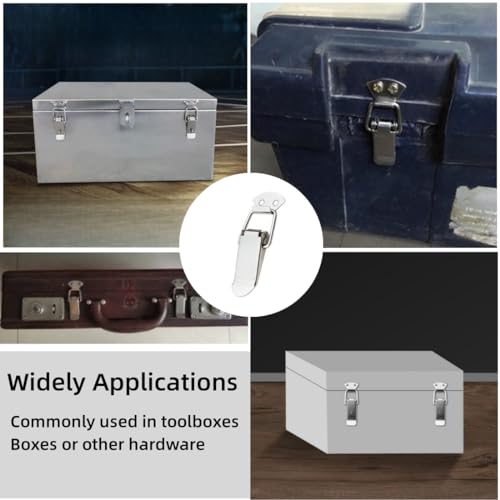 Latch, Stainless Steel Spring Loaded Toggle Latch, Silver Catch Hasp Clamp Clip Lock with for Cabinet, Wooden Case, Box (6 Pack)