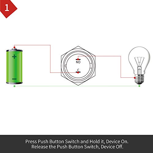 APIELE 19mm Momentary Push Button Switch High Round Cap Waterproof Stainless Steel Metal High Flush Screw Terminals 250V 5A 1NO SPST (Pack of 2) - style: Momentary High Round