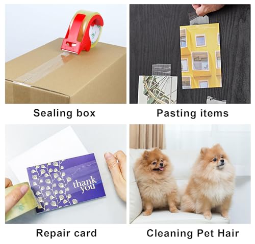 BOMEI PACK 12Rolls Clear Yellowish Packing Tape Refills, 2.4 Mil 1.88 Inch x 60 Yards, Packaging Tape with Dispenser for Moving, Shipping and Storage - color: Yellowish, size: 2.4mil x 60yds