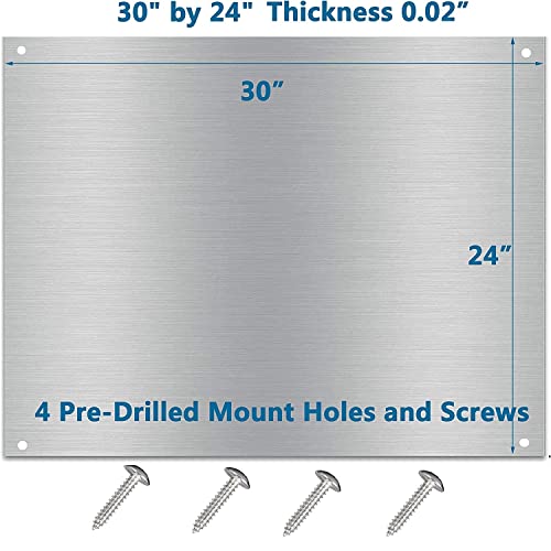 24 x 30-inch Reversible Stainless Steel Backsplash for Kitchen wall,Splatter Guard and Cooking Shield, Range Hood Accessories to Keep Kitchen Clean, Four Pre Drilled Holes for Easy Installation - size: 30"×24"(1-pc)