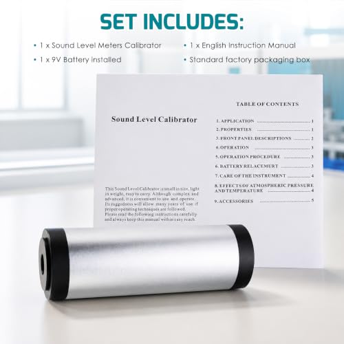 Sound Level Calibrator,Decibel Meter Calibration for Noise Measurement Reader,Output Sound Level 94dB & 114dB output levels for 1 inch and 1/2 inch Microphones