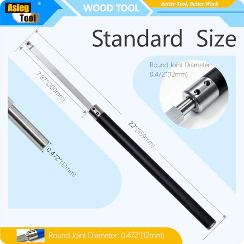 Wood Turning Tool Set Carbide Tipped Lathe Chisel Finisher Tools Bar with Ci3 12mm Round Carbide Insert Cutter for Wood Hobbyist or DIY or Carpenter