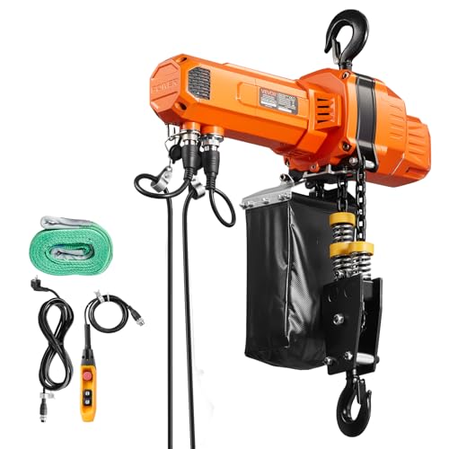 VEVOR 2-Speed Electric Chain Hoist 2200 lbs, 20ft Lifting Height, 120V 60Hz Single Phase Overhead Crane with 15 ft Wired Remote Control, G100 Chain Electric Lift Hoist for Factory, Warehouse, Garage