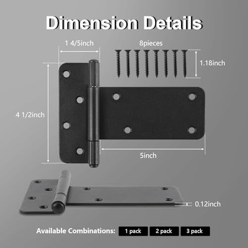 2 Pack 5" Door Hinges,260 Lbs Capacity Heavy Duty Gate Hinges - size: 5"- 2 pcs-Matte black