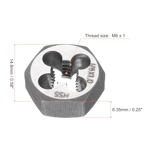 HARFINGTON Hex Threading Die M6x1 Metric Thread Rethreading Fixed Die - size: M6 x 1