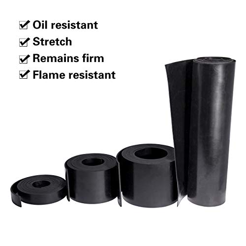 TORRAMI Solid Neoprene Rubber Strips Roll 1/8 (.125) inch Thick X 1 inch Wide X 10 Feet, for DIY Weather Stripping, Gasket, Seal - size: 1" Wide X 10' Long, style: 1/8 (.125)" Thick