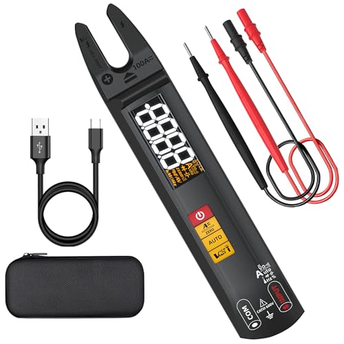 Digital Clamp Meter AC DC Current Open Jaw Fork Meter Rechargeable Auto Ranging Multimeter NCV Amp Volt Ohm Electrical Tester Pen Shape Tester